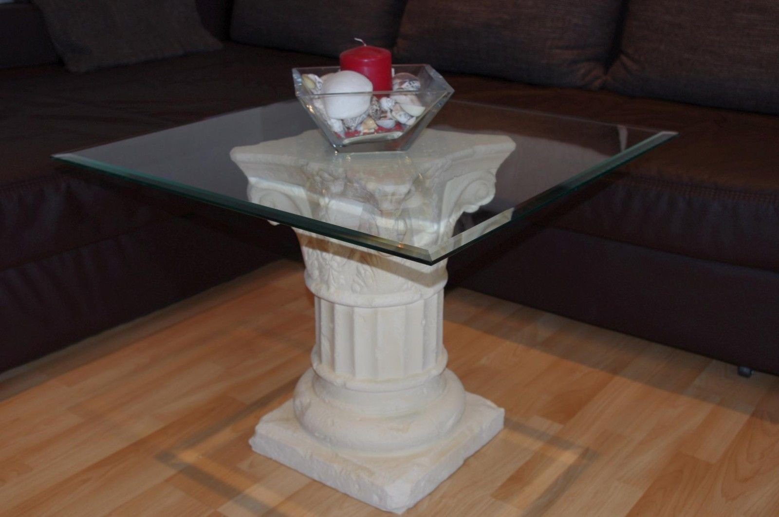 Antikes Wohndesign Couchtisch Glastisch 60cmx60cm Couchtisch Beistelltisch Wohnzimmertisch Blumenstä