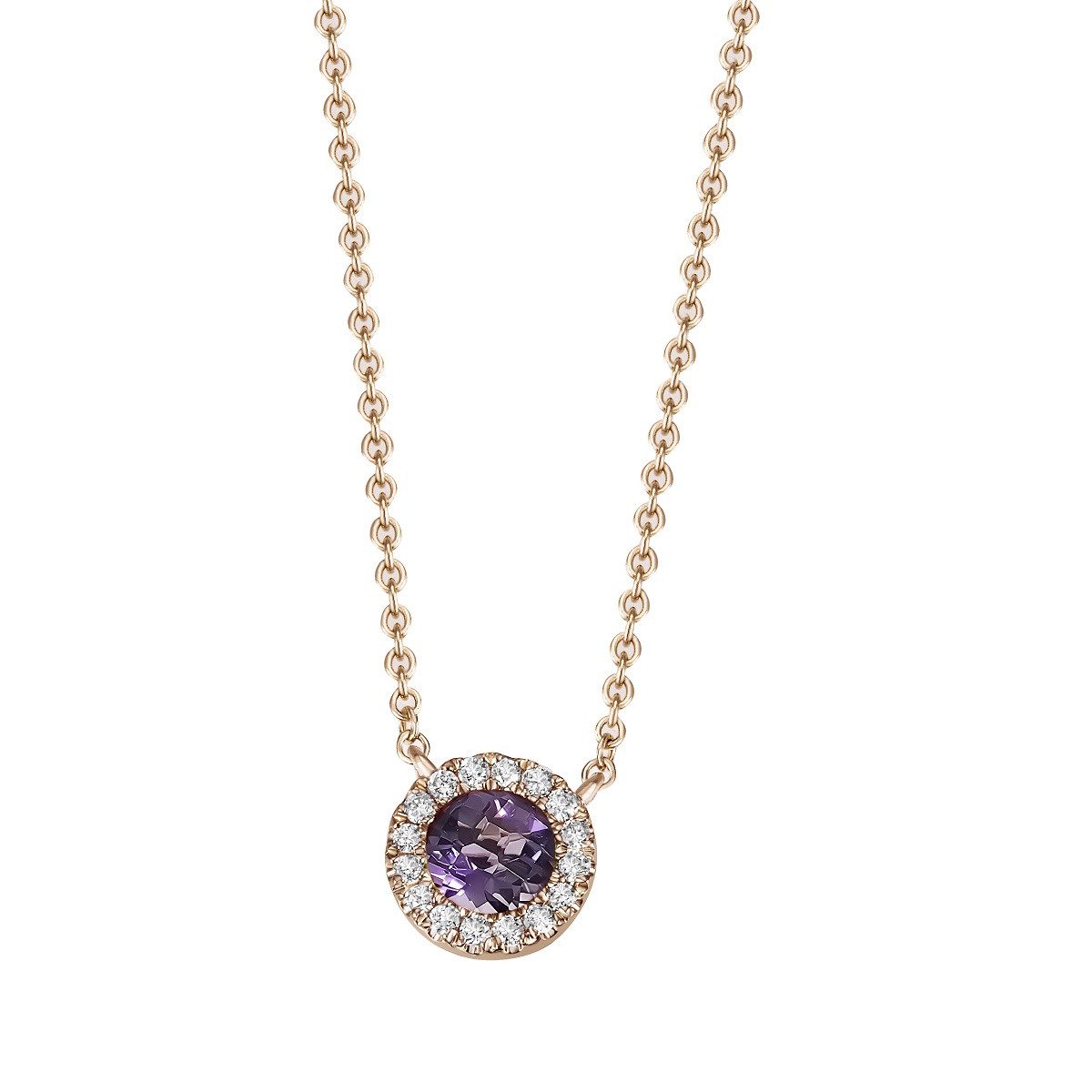 Reflexion Diamonds Collier mit Zirkonia in Amethystoptik - 375er Rotgold, Collier mit amethystfarbenem Zirkonia