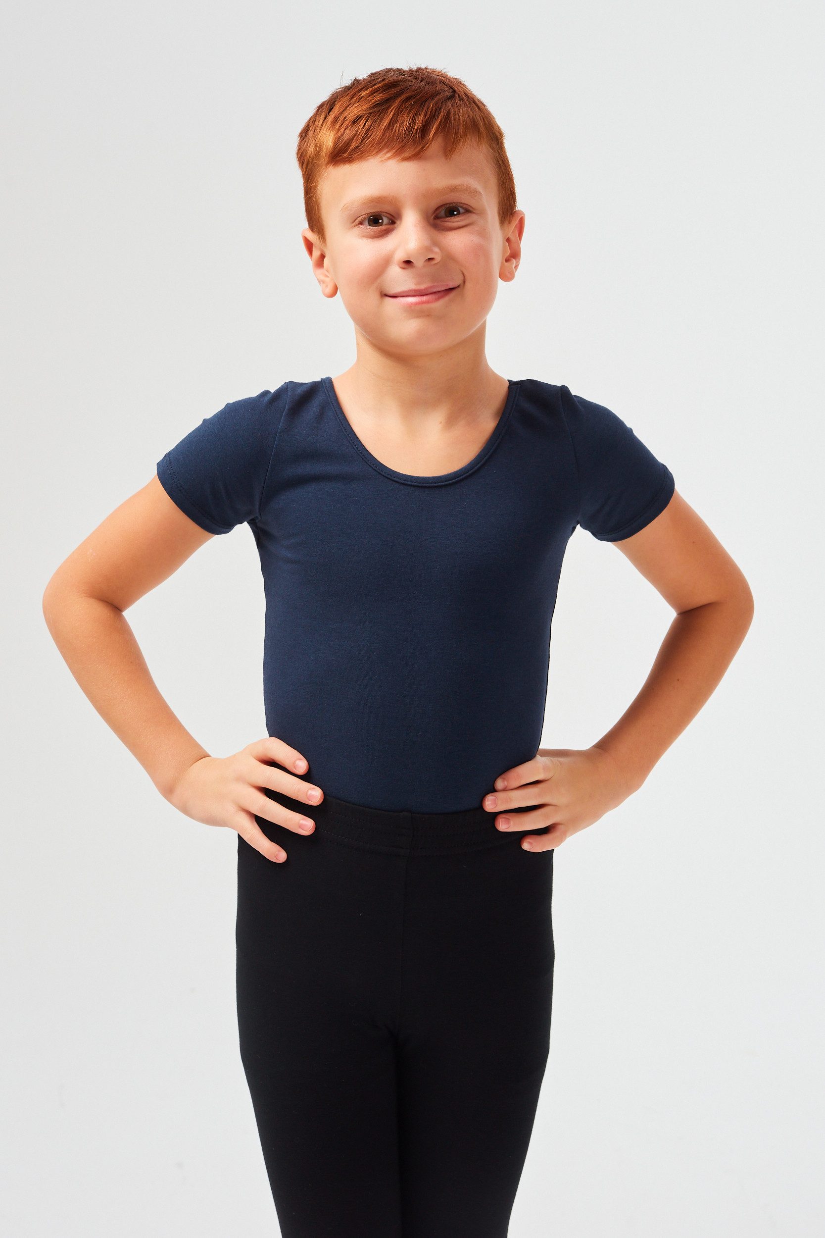 tanzmuster Sporttop Ballett Shirt Leo für Jungen Enganliegendes Oberteil für Tanz, Turnen & Training