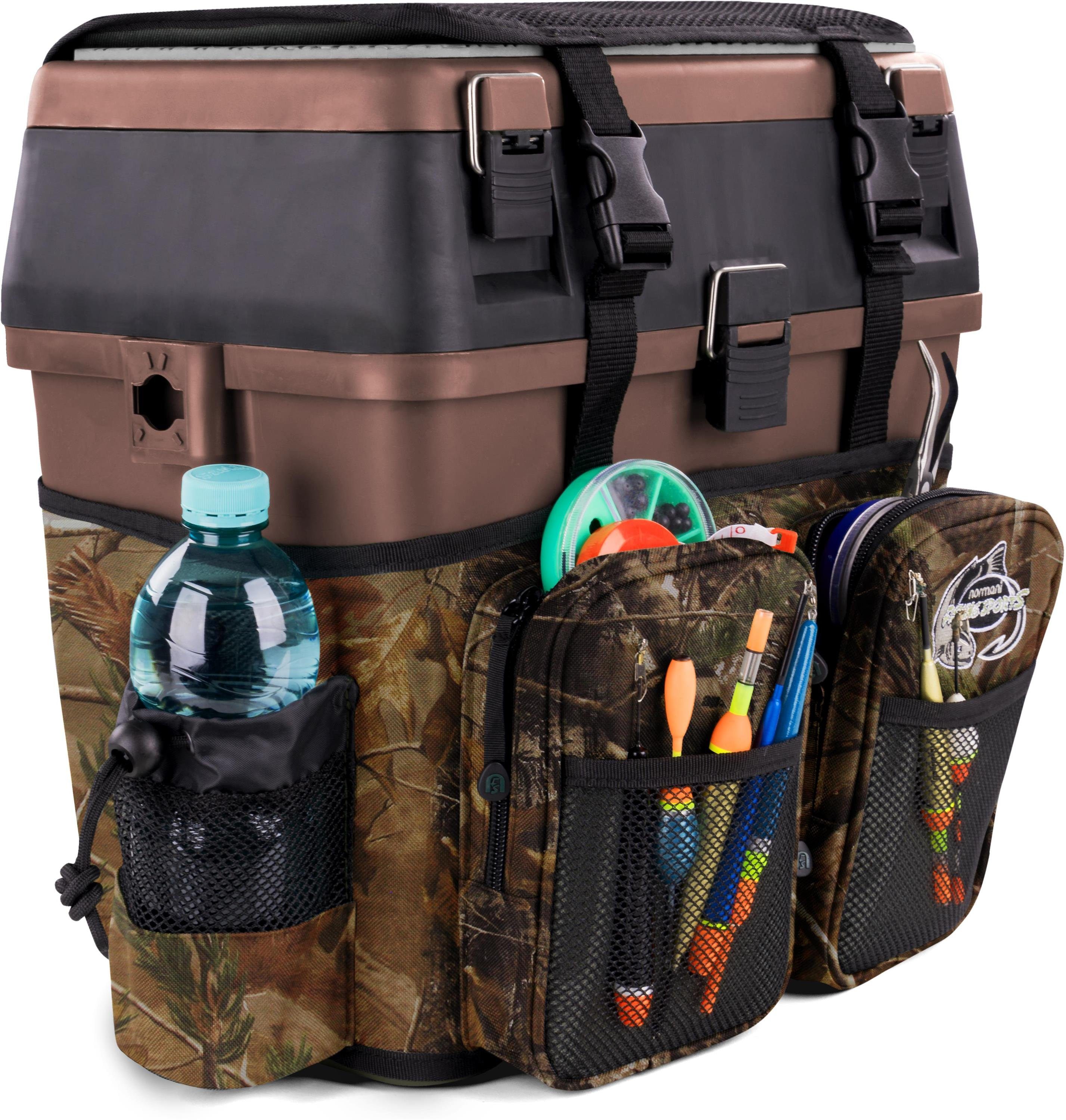 normani Angelkoffer Angelbox Bilbao, Angeltasche Sitzkiepe mit Rucksackfunktion und Tackle-Boxen