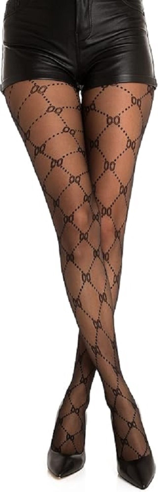 cofi1453 Feinstrumpfhose Damen Strumpfhose mit Muster Nero Frauen Hose Sock günstig online kaufen