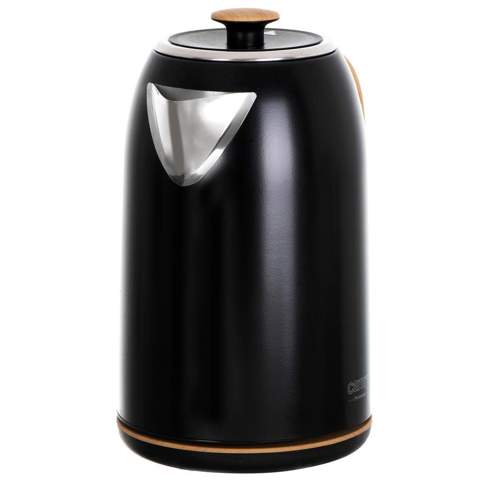 Camry Wasserkocher CR 1342 Edelstahl-Wasserkocher schwarz, 1,7 Liter, moderner Wasserkessel, mit Abschaltautomatik