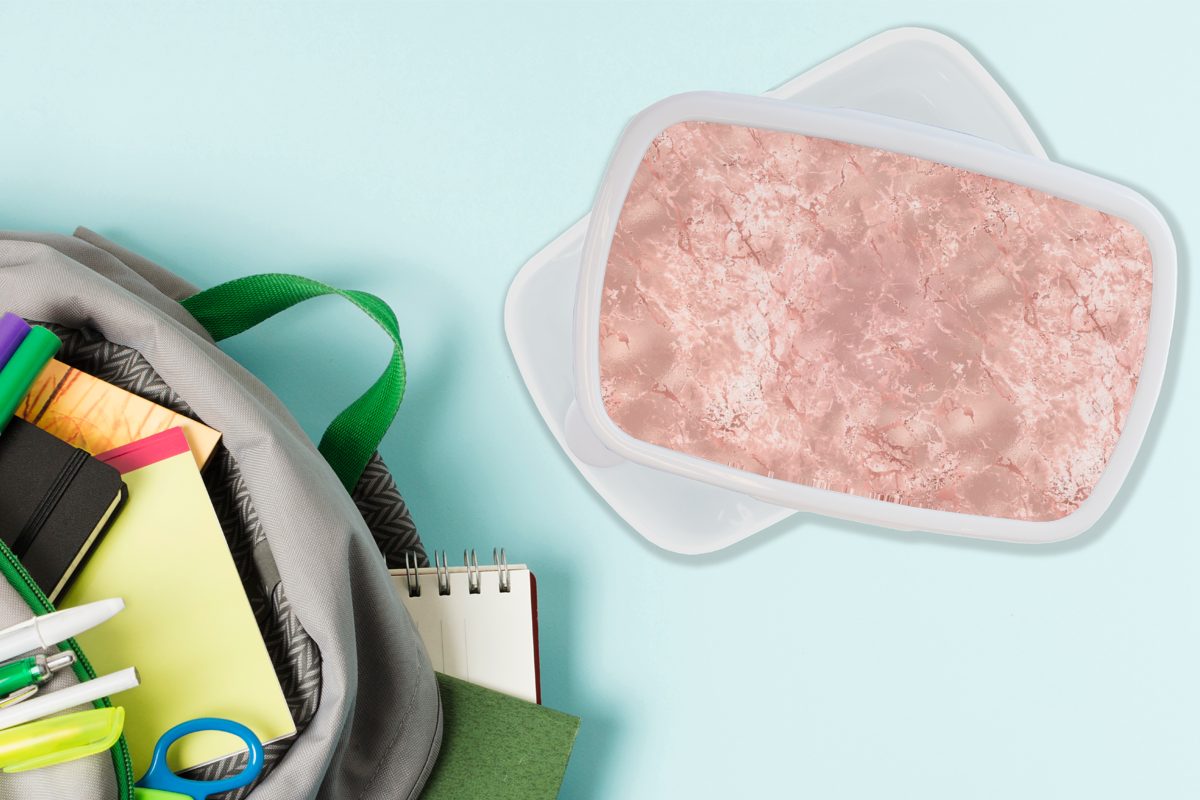 Mädchen und Lunchbox Muster, Rosa Brotdose, weiß Jungs Kinder Kunststoff, Erwachsene, - (2-tlg), MuchoWow für und Brotbox Marmor für -