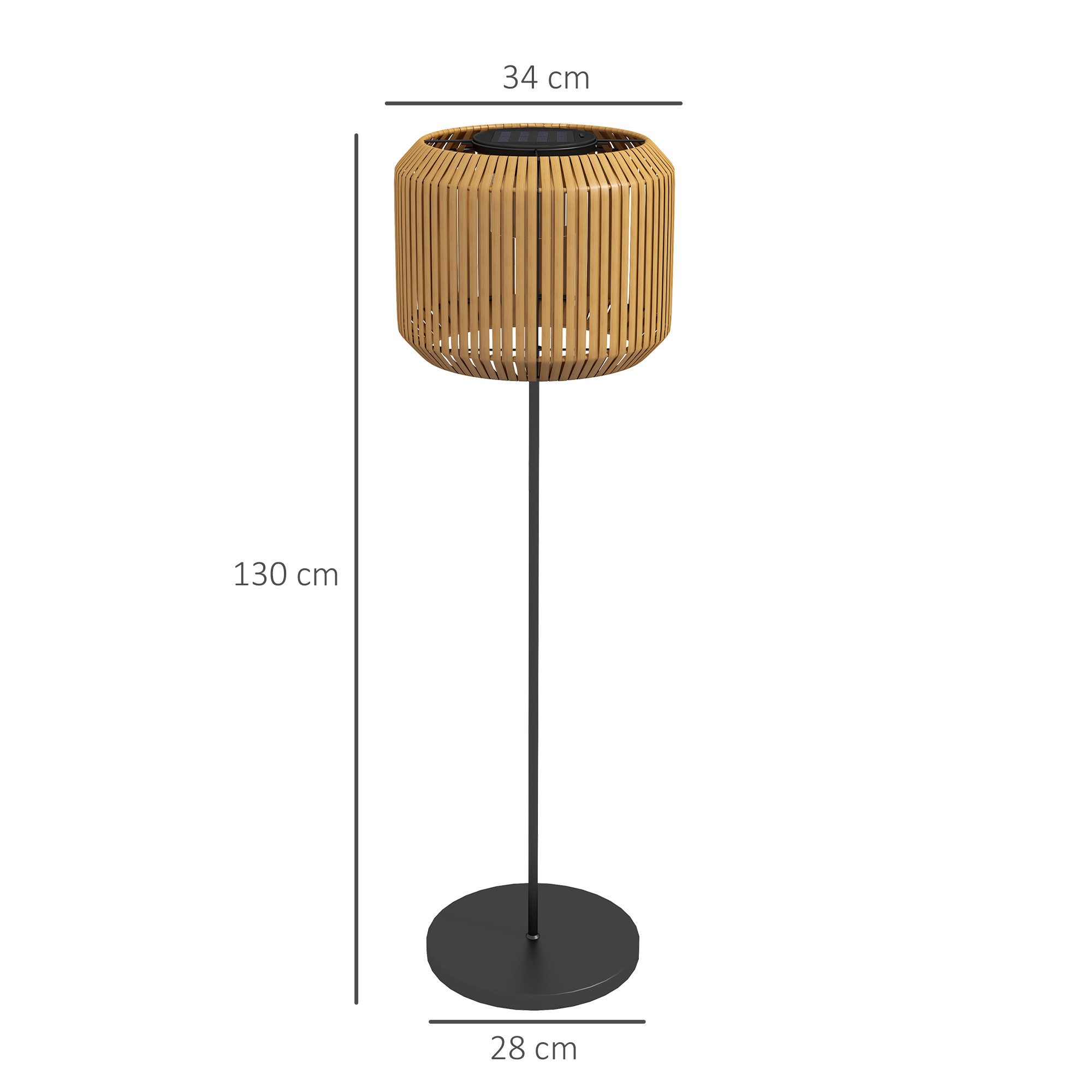 kowdom LED Außen-Stehlampe Solar LED Stehlampe Outdoor Rattan Warmweiß 130cm IP44 Wegleuchte, LED (fest verbaut, nicht austauschbar), Warmweiß, Dämmerungssensor; Wasserdicht; UV-beständig