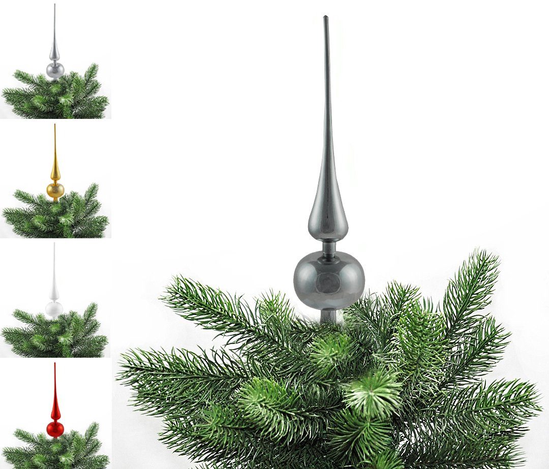 JACK Christbaumspitze JACK Kunststoff Christbaumspitze Spitze Höhe 28cm Ø 6cm Weihnachtsbaum, bruchsicherer Kunststoff in schöner Optik Grau