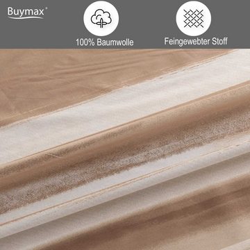 Bettwäsche, Buymax, Renforcé: 100% Baumwolle, 2 teilig, 155x220 cm, Bettbezug-Set, mit Reißverschluss, Streifen, Braun-Beige