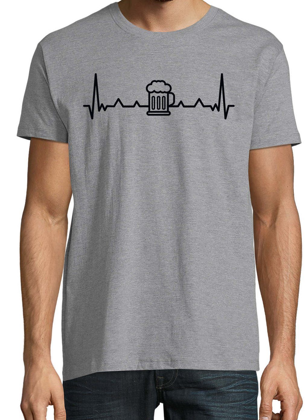mit Grau Logo Designz T-Shirt Bier Youth lustigem Herren Aufdruck Print-Shirt Heartbeat