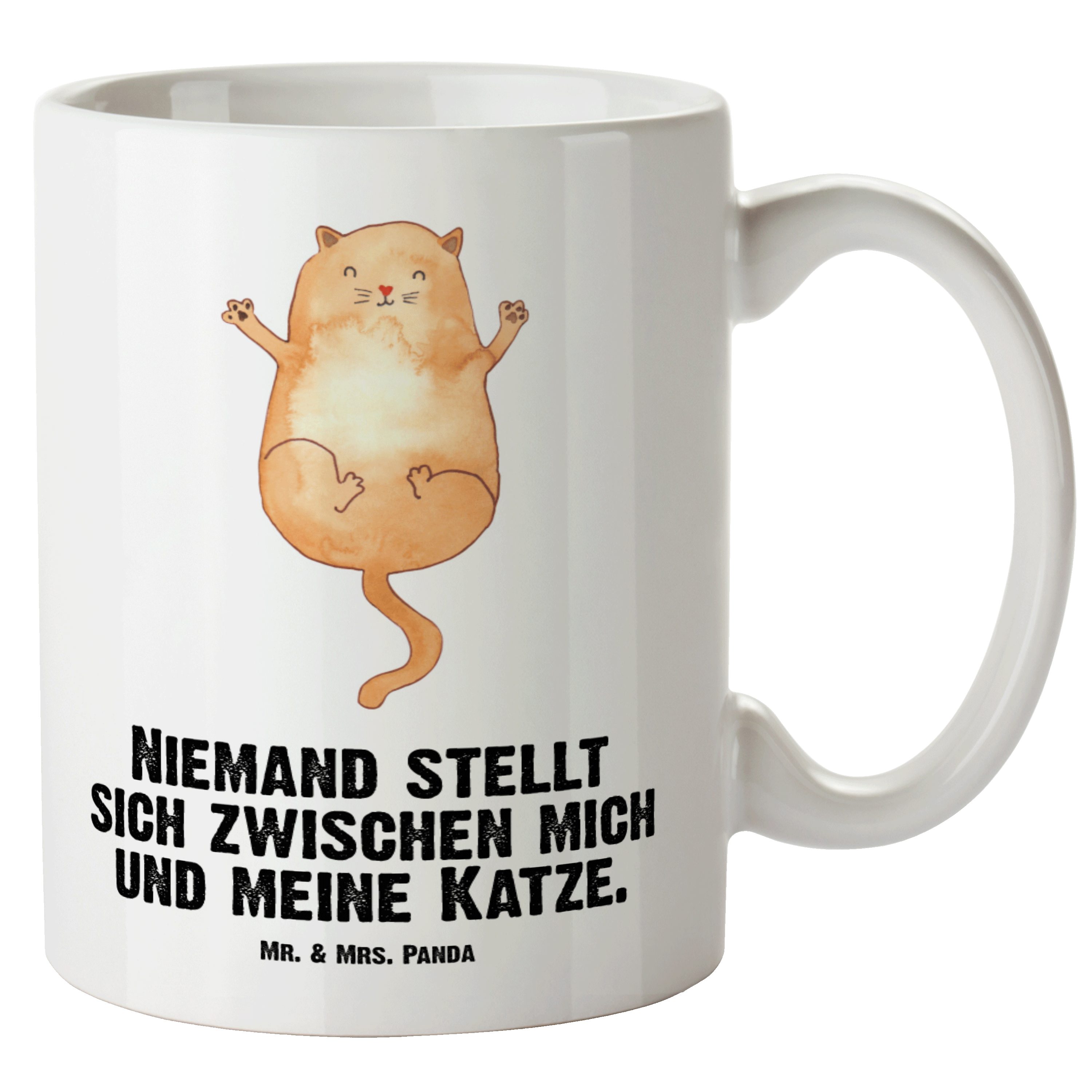 Mr. & Mrs. Panda Tasse Katzen Umarmen - Weiß - Geschenk, spülmaschinenfest, Jumbo Tasse, Kat, XL Tasse Keramik