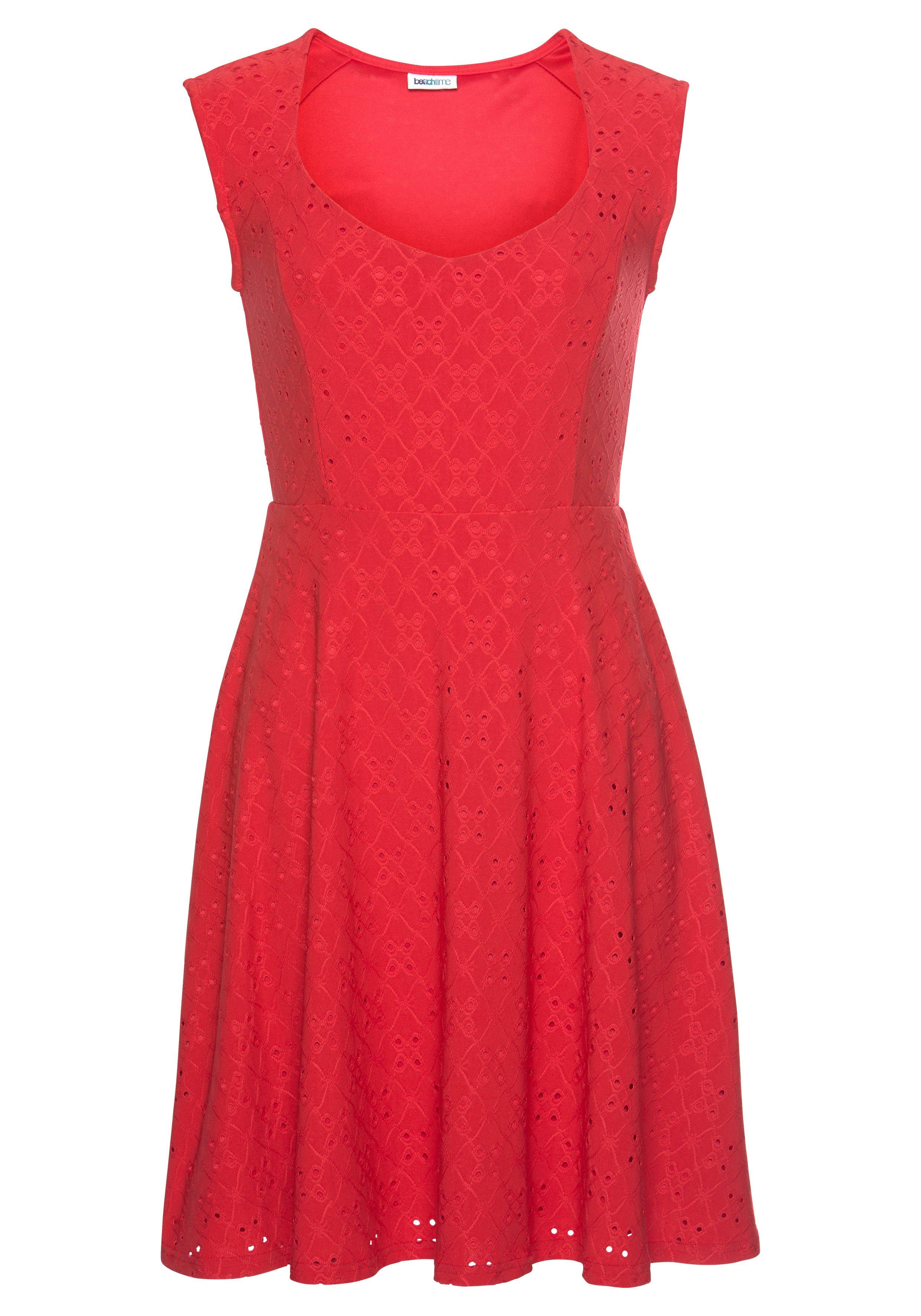 Beachtime Sommerkleid mit Lochstickerei, elegantes Jerseykleid, günstig online kaufen