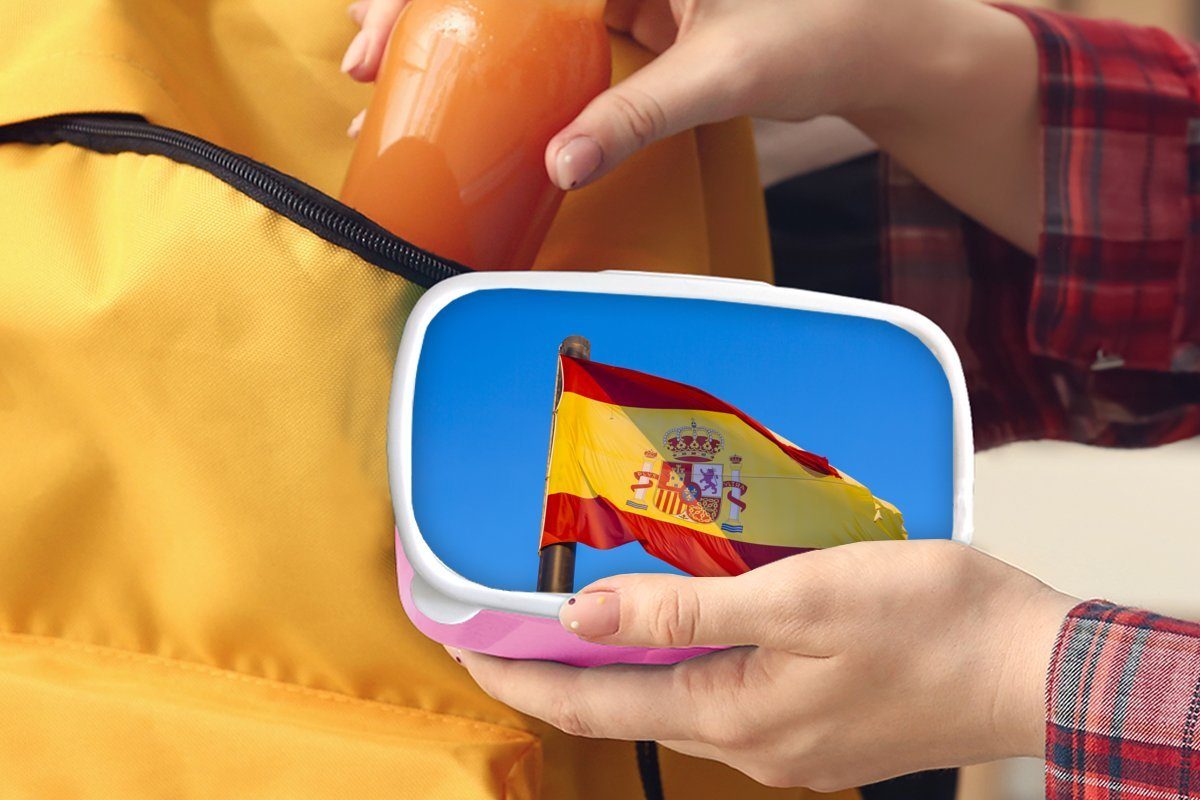 Brotbox Kinder, Erwachsene, Lunchbox Kunststoff rosa Kunststoff, für (2-tlg), Die von MuchoWow Spanien, Snackbox, Mädchen, Nationalflagge Brotdose