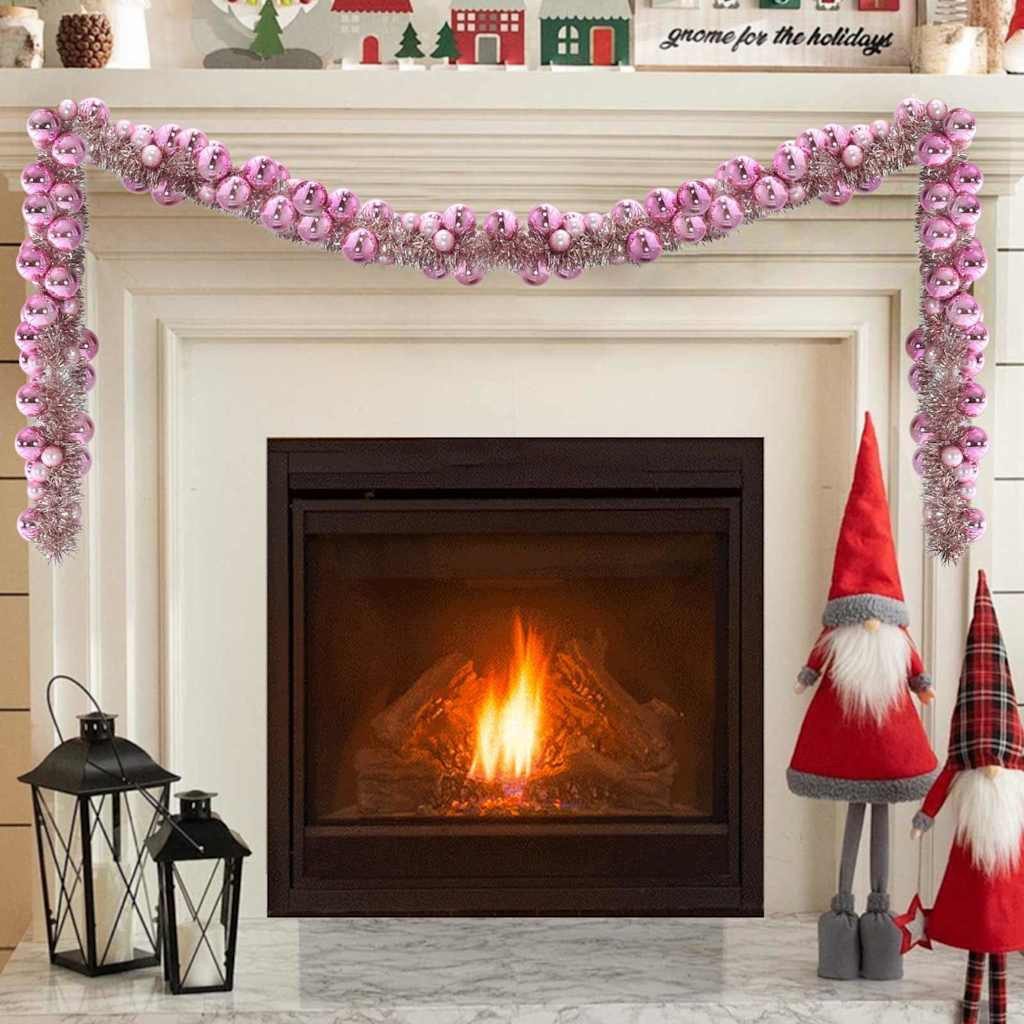 furnicato Girlanden Weihnachtsgirlande Polystyrol Rosa, leicht und faltbar (1-tlg), Wasserdichte Tannengirlande, faltbar und für den Außenbereich geeignet