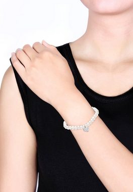 Elli Perlenarmband Herz Perle Kristalle 925 Silber, Herz