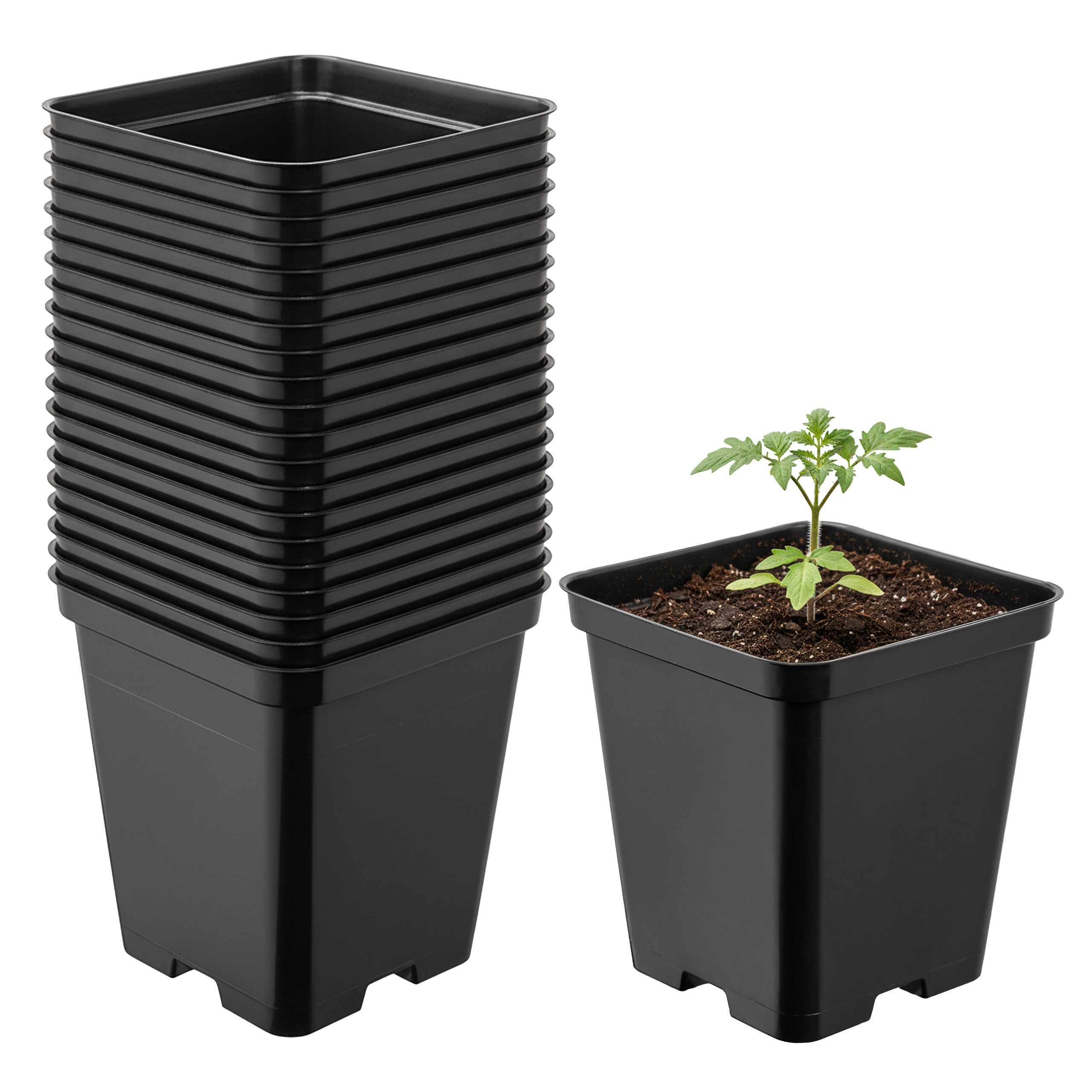 Garronda Blumentopf Kunststoff eckig mit Drainagelöchern Blumentopf für Garten GD-0199 (20 St., 20er Set)
