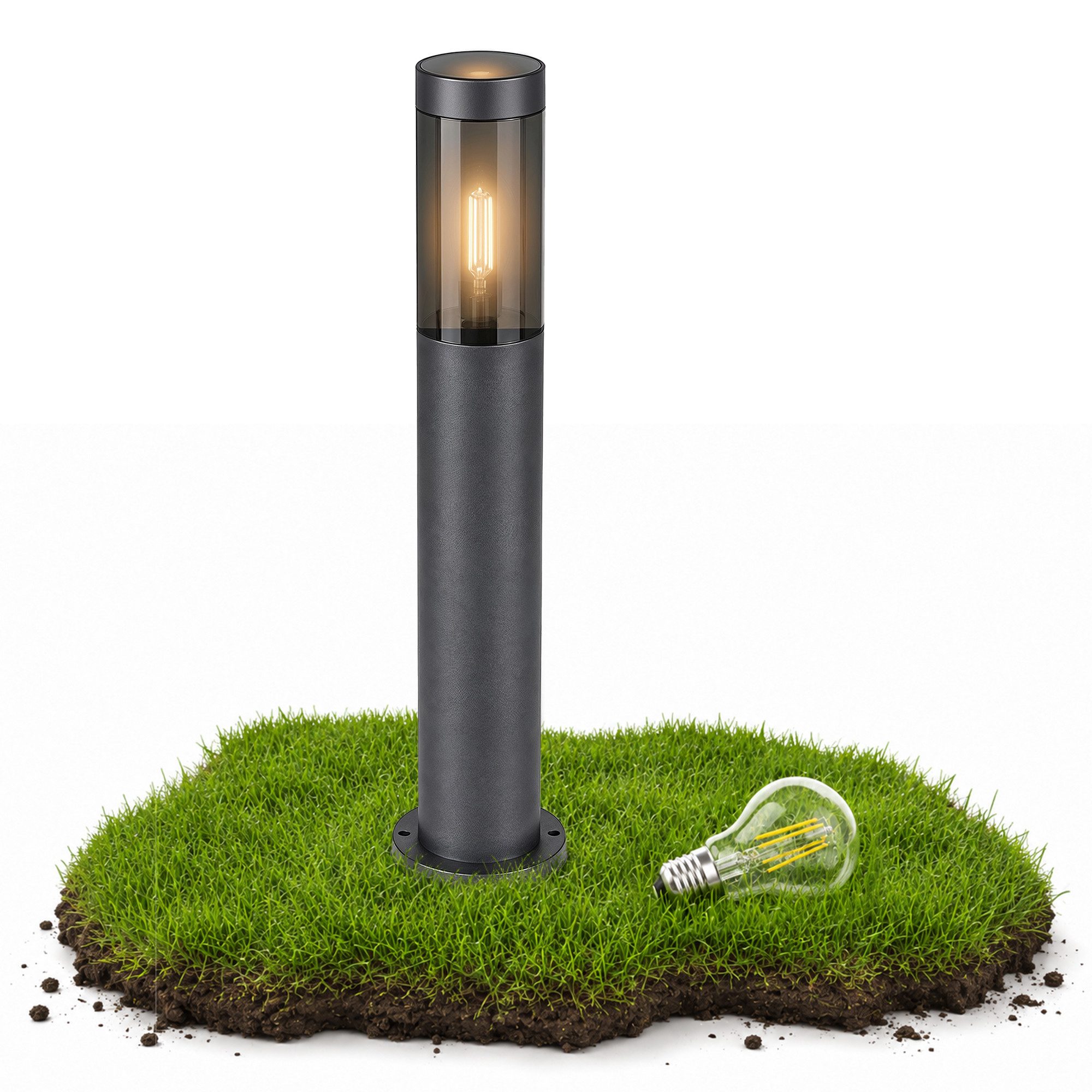 SSC-LUXon LED Pollerleuchte BOSEA-A Wegeleuchte IP44 mit LED E27 Birne warmweiß 4W Gartenleuchte, Warmweiß