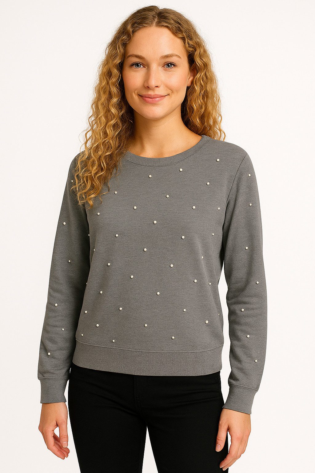 Vmpuff Ls O Neck Pullover Boo Asphalt
