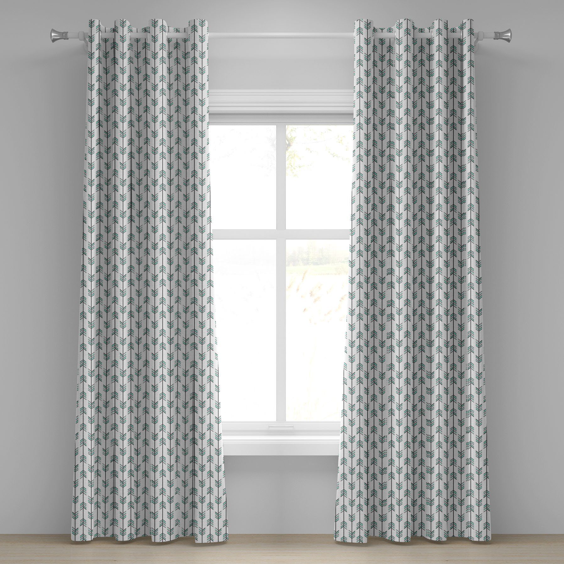 Gardine Dekorative 2-Panel-Fenstervorhänge für Schlafzimmer Wohnzimmer, Abakuhaus, Pfeil Tribal Graphic Pattern