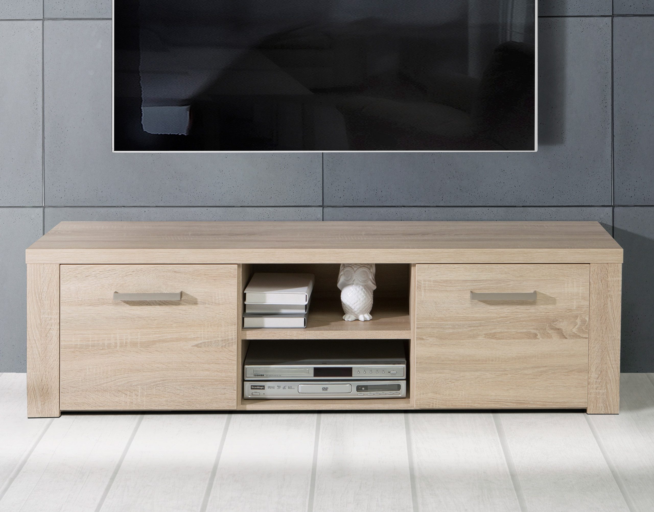 Newroom Lowboard Sonoma Eiche 151 cm, TV Lowboard Sonoma Eiche Modern TV Schrank Fernsehtisch Wohnzimmer