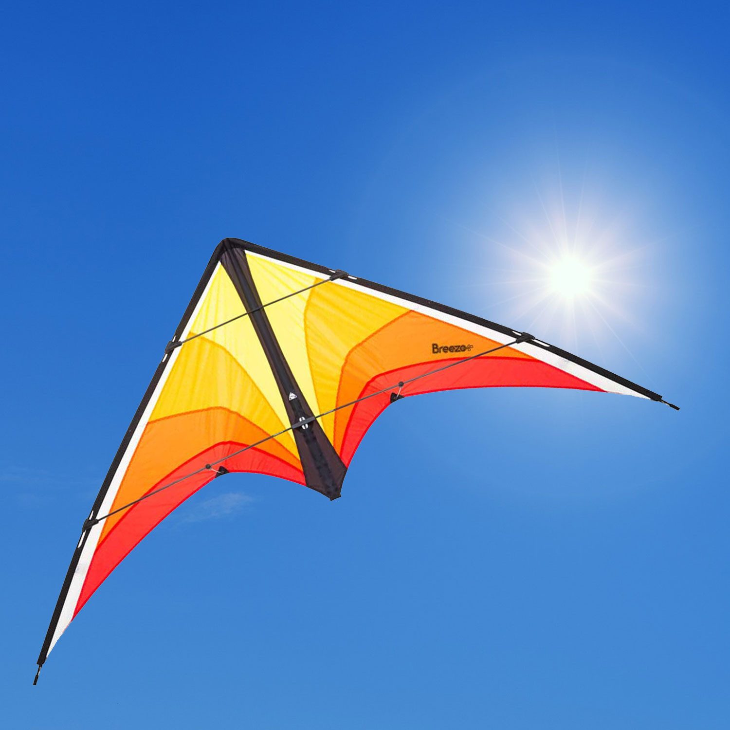 HQ Flug-Drache HQ Kinderdrachen Zweileiner Lenkdrachen Breezo R2F 170 cm, idealer Trainingsdrachen für Piloten ab 12 Jahren