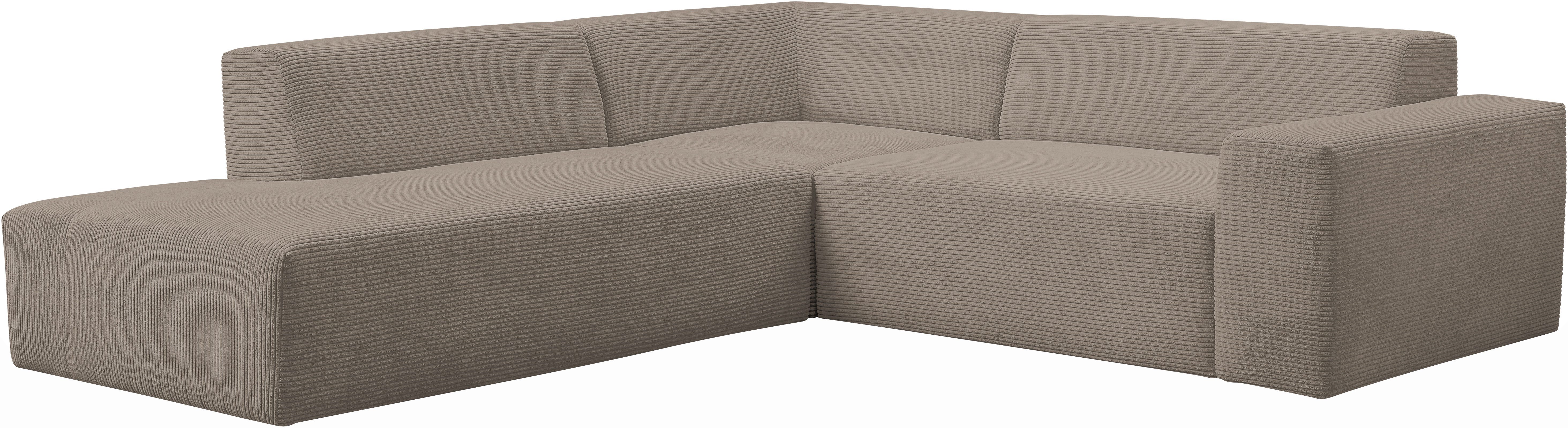 WERK2 Ecksofa Zeus-M, B/T: 251/262 cm, tolles Sofa mit schönen Details, L-Form, Curvy Trend Garnitur, urbane Optik, komfortable Wellenunterfederung