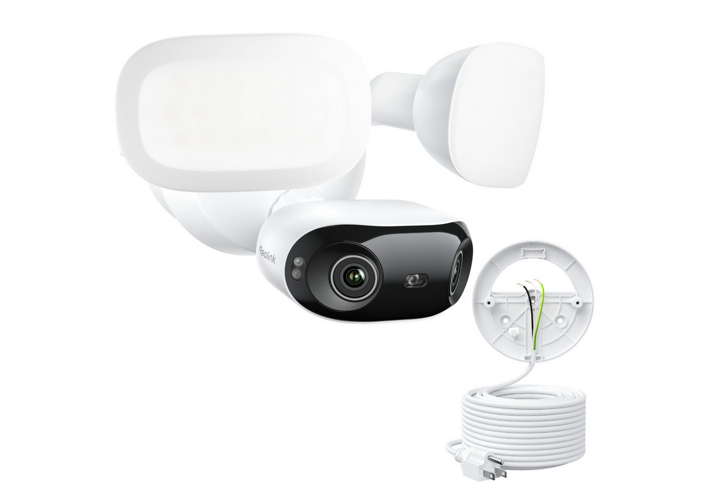 Reolink Überwachungskamera Elite Floodlight WiFi mit RLA-PP1, 4K 8MP 180°-Kamera für Rundumsicht (AuBenbereich, 1-tlg., Personen-/Fahrzeug-/Tiererkennung, 3000 Lumen Floodlight, WiFi 6)