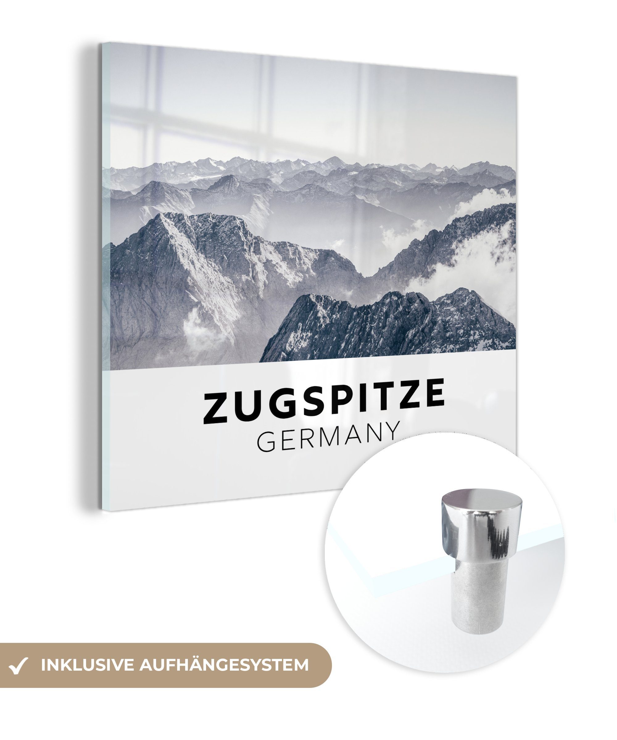 MuchoWow Acrylglasbild Deutschland - Berge - Wolken, (1 St), Glasbilder - Bilder auf Glas Wandbild - Foto auf Glas - Wanddekoration