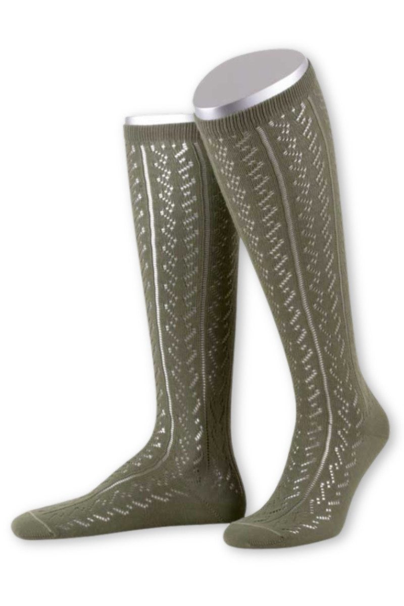 Lusana Trachtensocken Trachtenstrümpfe Damen - L390 - schilf, bordeaux, natur