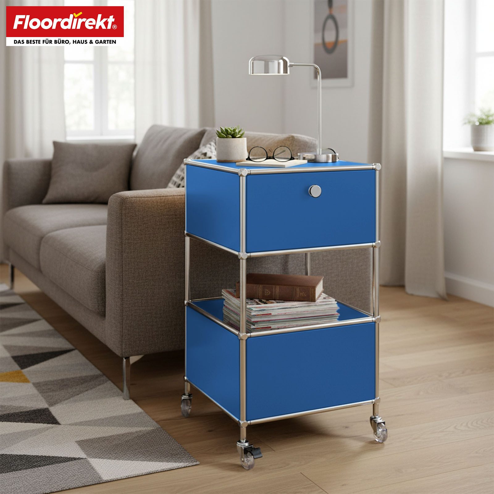 Floordirekt Rollcontainer Concept Epure Rollcontainer MK-145 – Metallregal-Rollwagen 40x40x69 cm, 3-stöckig mit Schublade, mobiles Aufbewahrungsregal für Küche & Büro