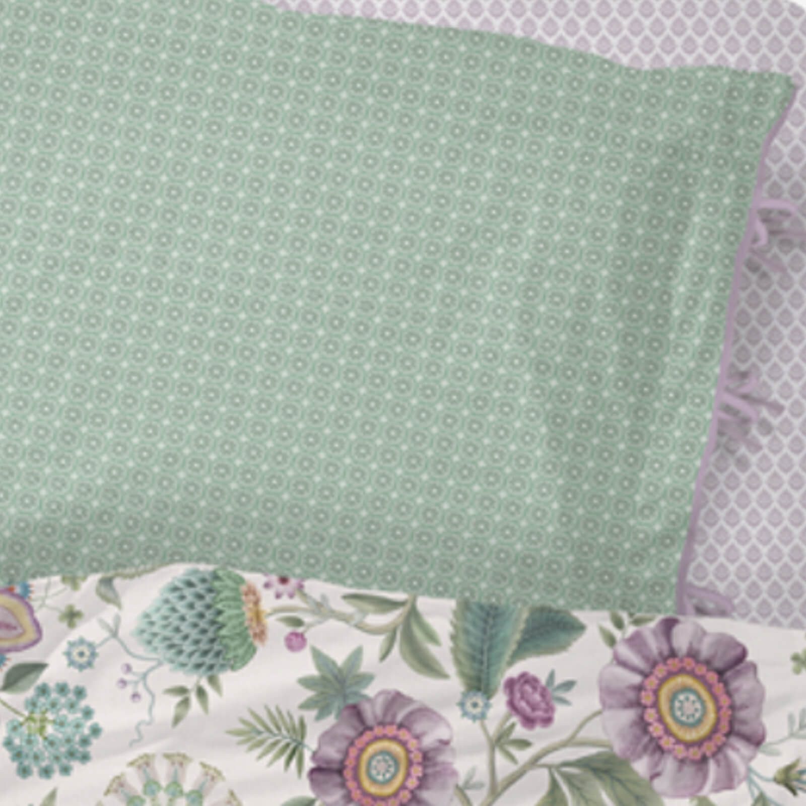 PiP Studio Bettwäsche Viva Las Flores White, Perkal, 2 teilig, Blüten, Blumen, Rosen, Dahlien