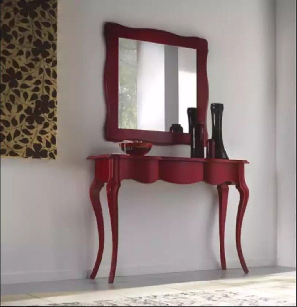 2tlg. Holz Set 1x (2-St., + Stil 1x JVmoebel Italienische Made Konsole Konsolentisch Spiegel in Europa Spiegel), Konsolentisch Sideboard Möbel