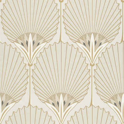 Grandeco Tapete Vliestapete Muster Art Deco Fächer Creme Beige Gold Metallic A54903 Asperia