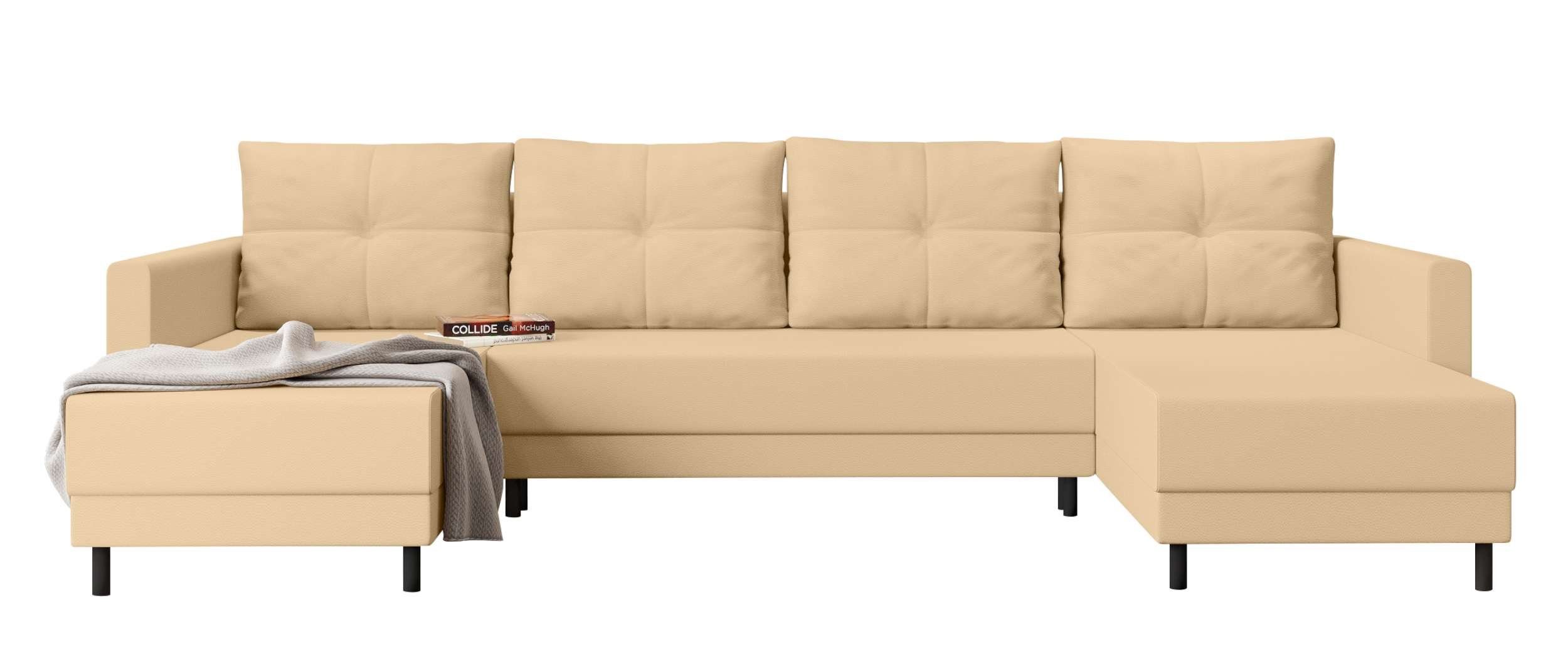 Sofa, Stylefy Eckcouch, Bettfunktion, Bettkasten, Wohnlandschaft mit Sitzkomfort, Selena, Modern Design U-Form, mit