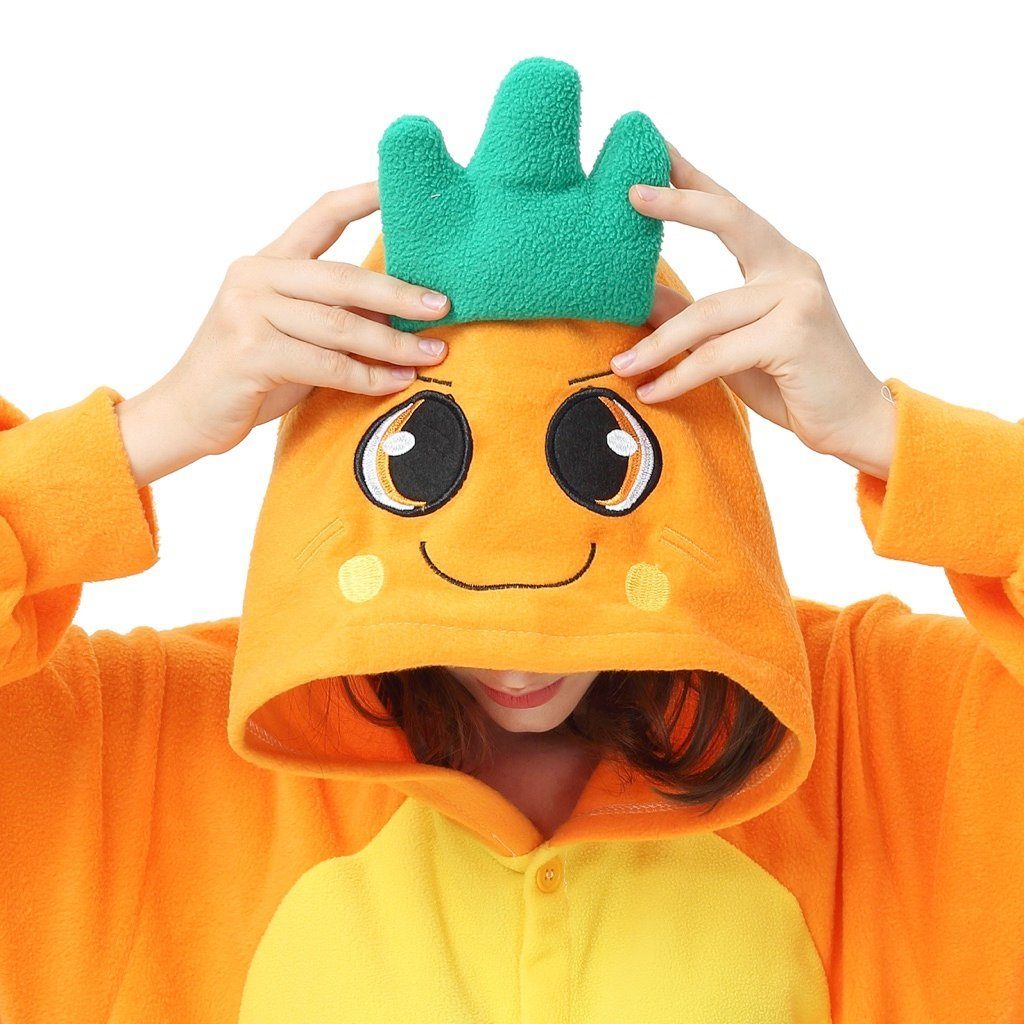 Katara Partyanzug Bauernhoftiere Jumpsuit Kostüm für Erwachsene S-XL, Karneval - Kostüm, Kigurumi - Karotte orange L (165-175cm)