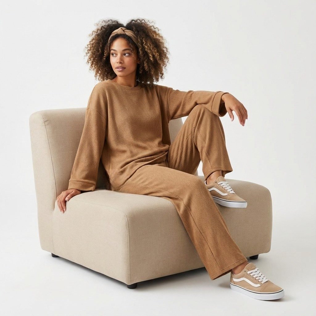 OriginalYou Hausanzug Freizeit Anzug Damen Feinstrick Set super leichtes Feinstrickgewebe