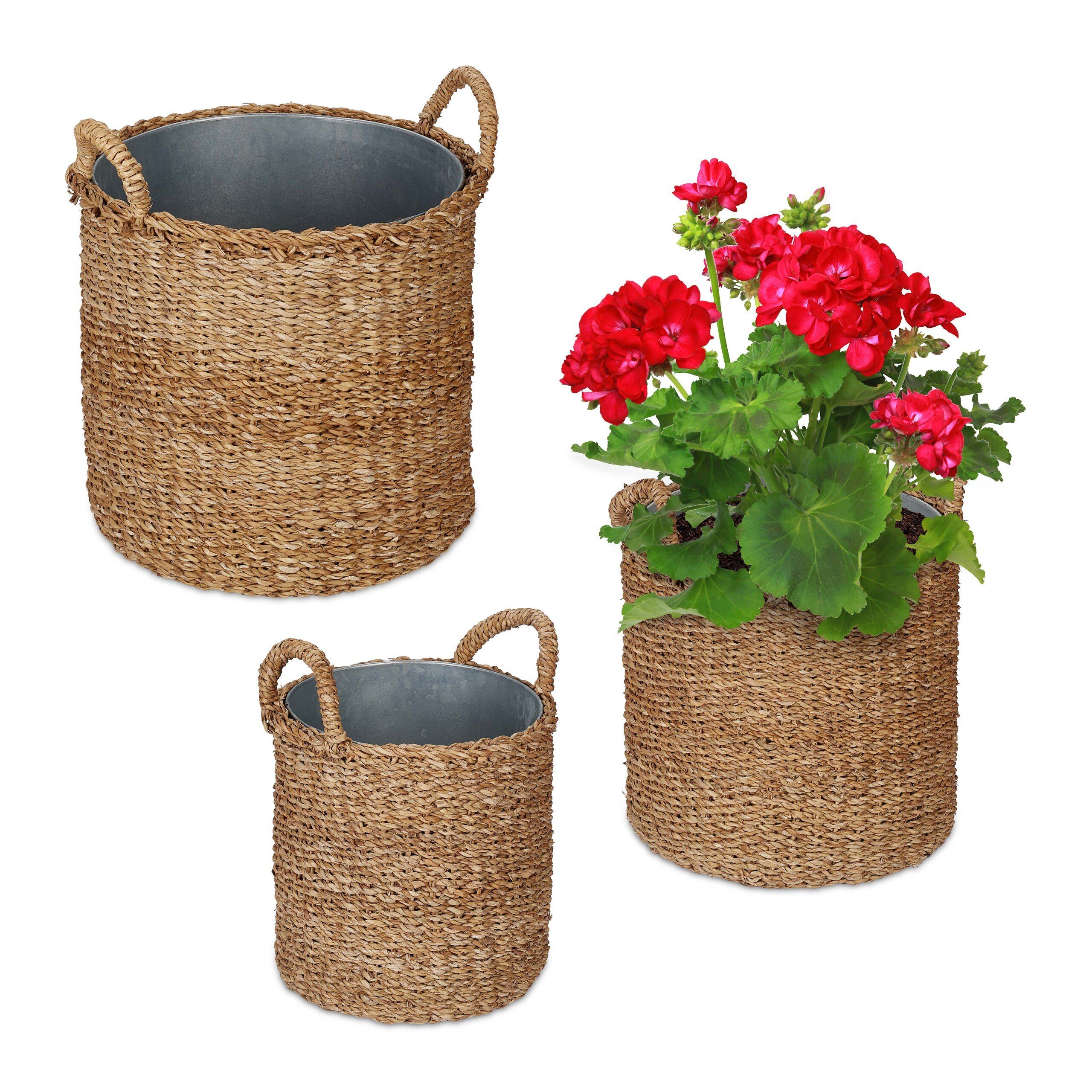 Pflanzkübel Pflanzkorb mit Zinkwanne 3er Set
