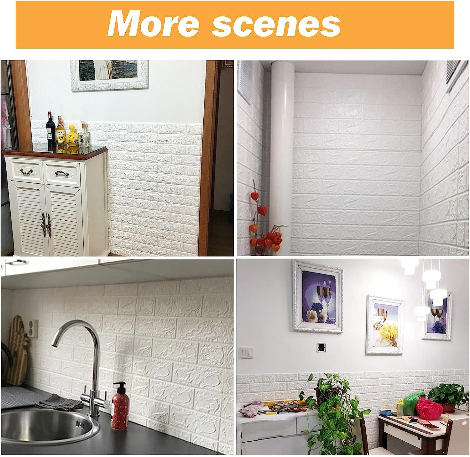 DOPWii Fliesenaufkleber 10PCS 3D Wandpaneele Selbstklebend Tapete Steinoptik Wandverkleidung (10 St), 35x38,5cm Wasserdicht WallPanels Wandtattoos Ziegelstein Wandaufkleber