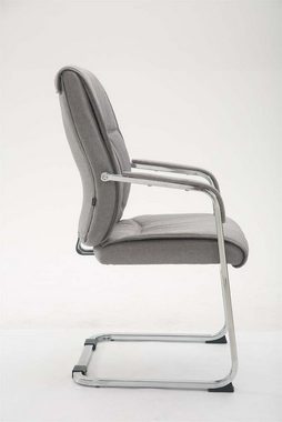 TPFLiving Besucherstuhl Anobo mit hochwertig gepolsterter Sitzfläche - Konferenzstuhl (Küchenstuhl - Esszimmerstuhl - Wohnzimmerstuhl), Gestell: Metall chrom - Sitzfläche: Stoff grau