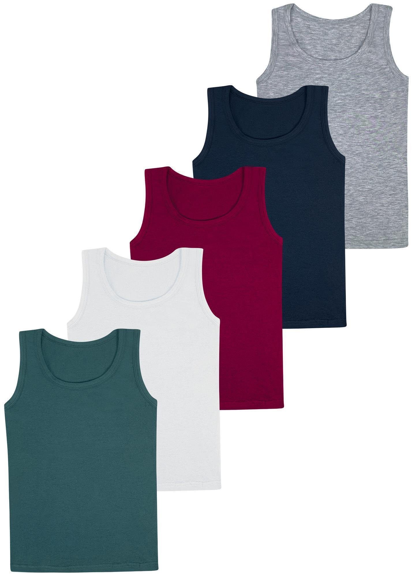 LOREZA Unterhemd 5er Set Jungen Unterhemden - Basics - Bunt (Spar-Packung, 5-St., 5er Pack)