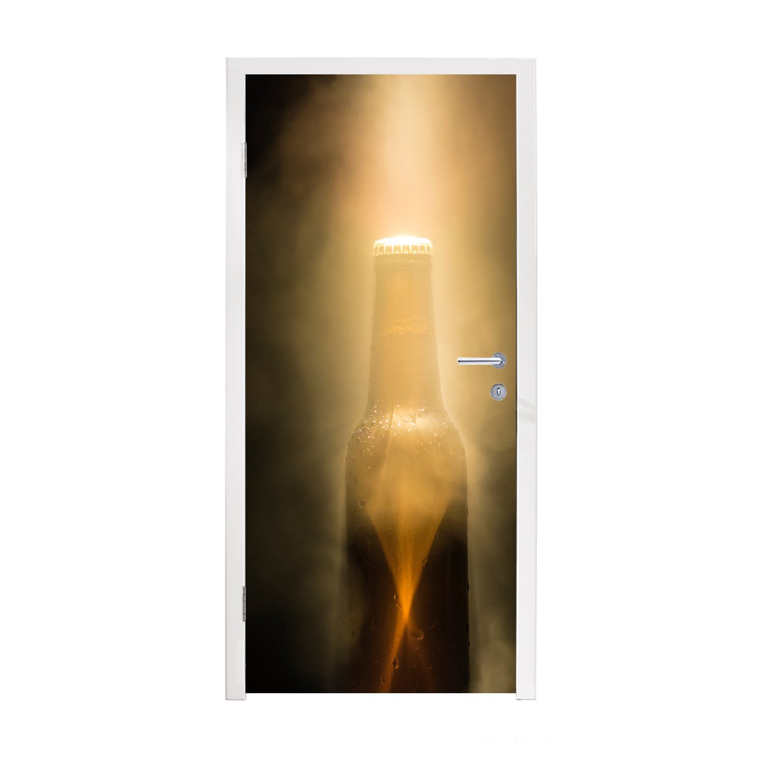MuchoWow Türtapete Bierflasche im Licht, Matt, bedruckt, (1 St), Fototapete für Tür, Türaufkleber, 75x205 cm