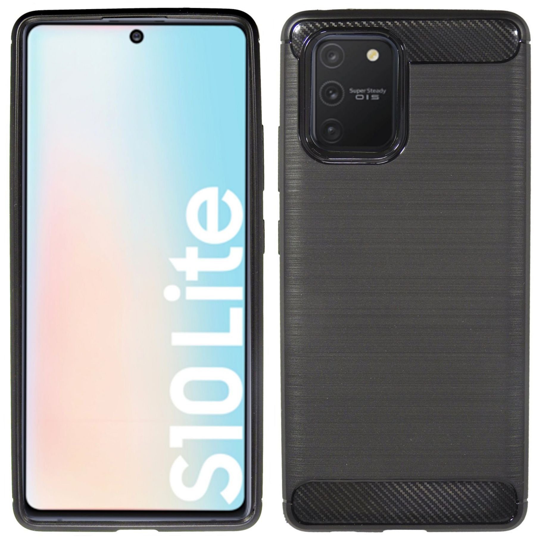 cofi1453 Handyhülle Silikon Hülle Carbon für Samsung Galaxy S10 Lite, Case Cover Schutzhülle Bumper
