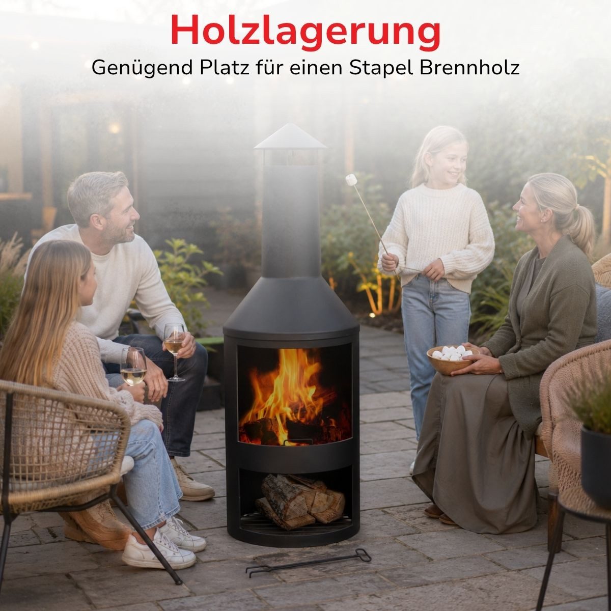 Bbq Collection Feuerschale BBQ Collection Terrassenofen 134 cm, (1x Terrassenkamin, 1x Stange, 1x Anleitung) – Bild 5 von 5