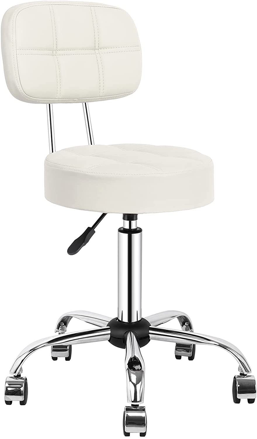 HomeMiYN Drehhocker Drehhocker Rollhocker mit Lehne Arbeitshocker höhenverstellbar Rollen, höhenverstellbarer Sessel