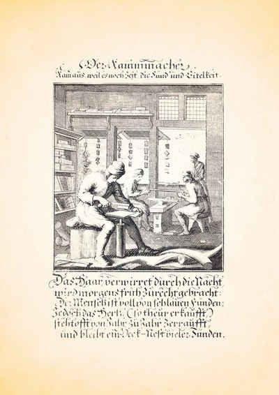 Kunstdruck Der Kammmacher Kämme Haare Holzkamm Kupferstich Christoph Weigel Beruf, (1 St)