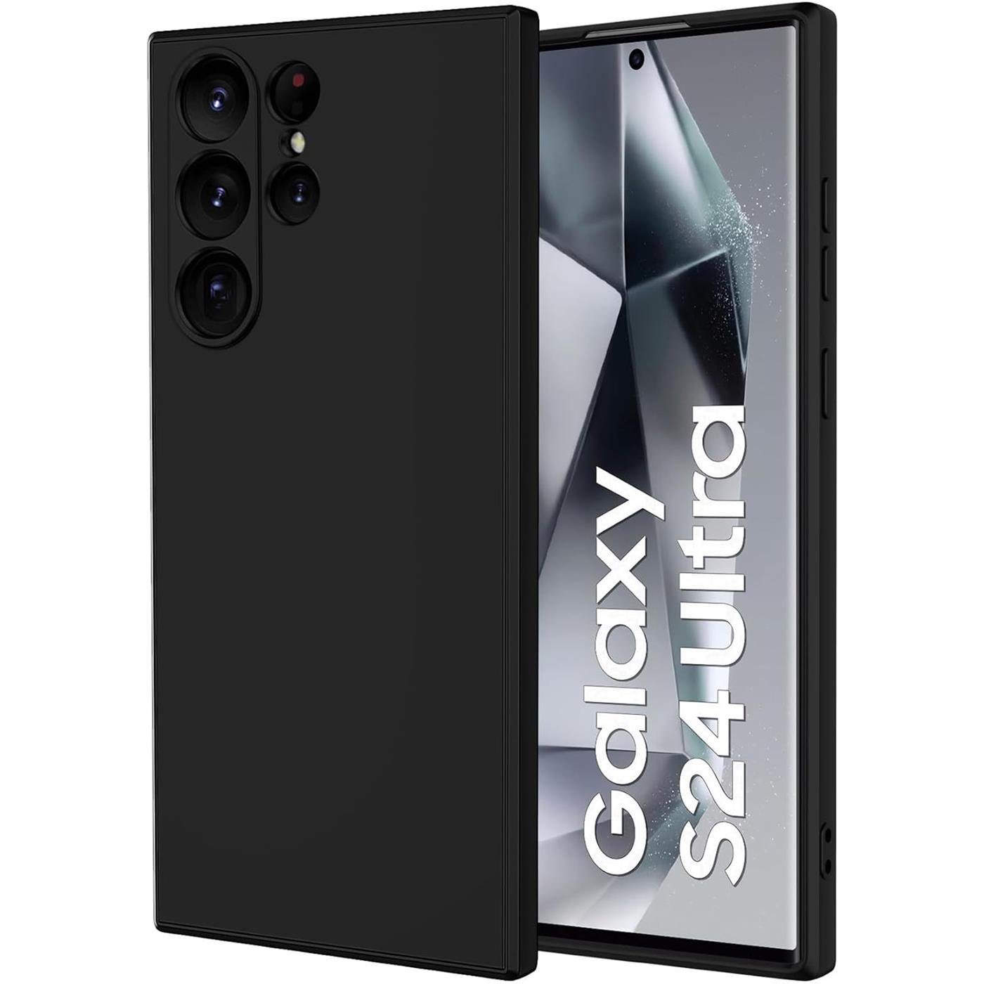CoolGadget Handyhülle Handy Schutzhülle für Samsung Galaxy S24 Ultra matt schwarz 6,8 Zoll, Silikon TPU Hülle Schutz Tasche Cover schlicht Slim Case