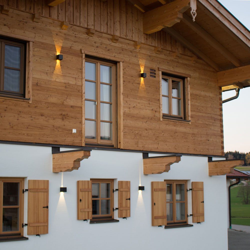 Außenwandleuchte Ixa Wandleuchte LED IP44 Holz, Warmweiß s.luce