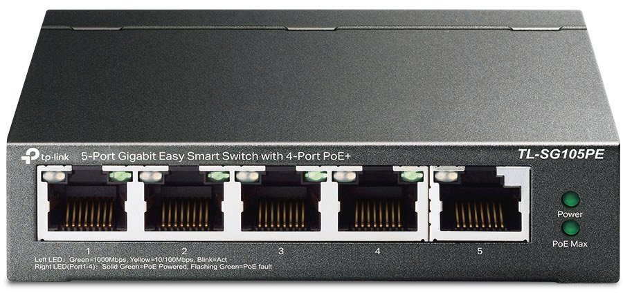 PoE) TP-Link Netzwerk-Switch (4x Gigabit Switch Smart 5-Port TL-SG105PE L2