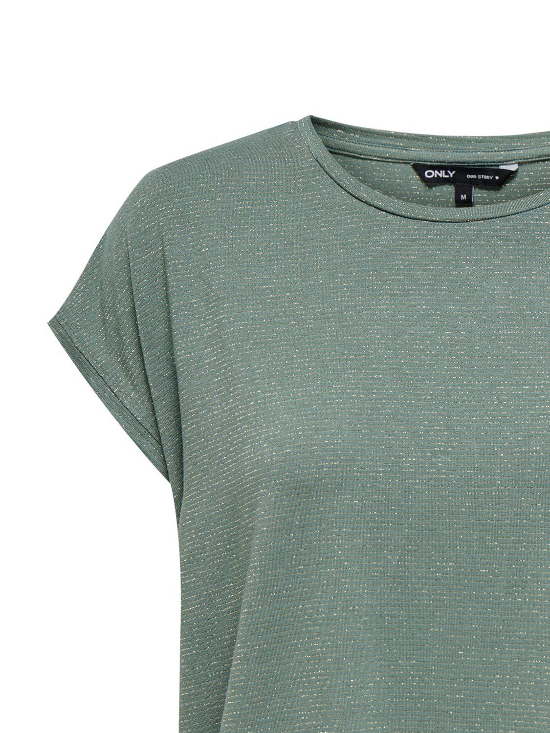 ONLY T-Shirt 2er-SET Rundhalsausschnitt, Modische Glitzer Naht Textur für (2-tlg) ONLCLAUDIA S/S GLITTER TOP NOOS JRS