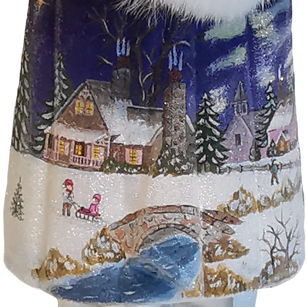 Schatzhauser Weihnachtsmann Santa Winterlandschaft blau Pappmaché St), 53cm (1 handbemalt