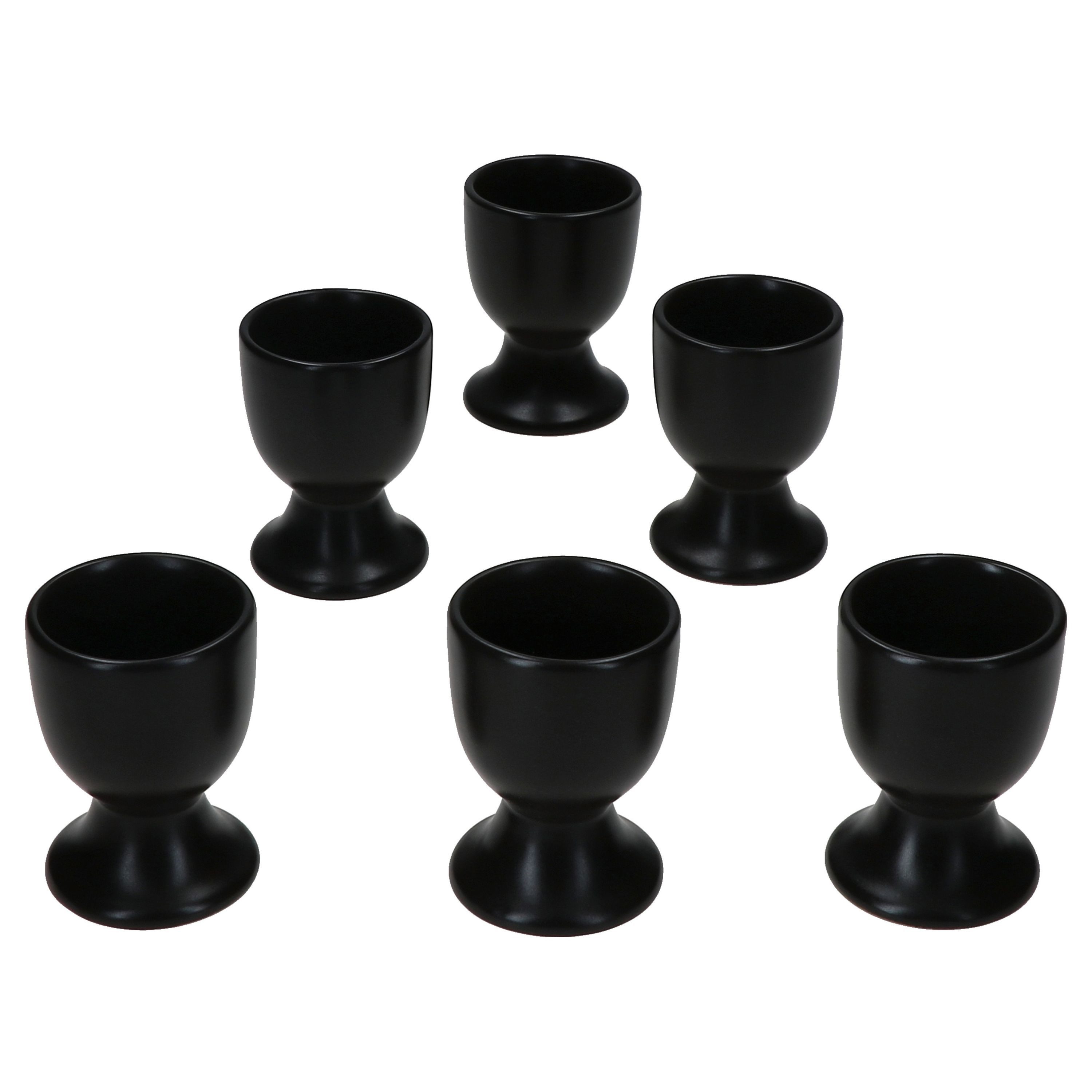 MamboCat Eierbecher 6x Panther Eierbecher schwarz Steingut für 6 Personen Frühstück