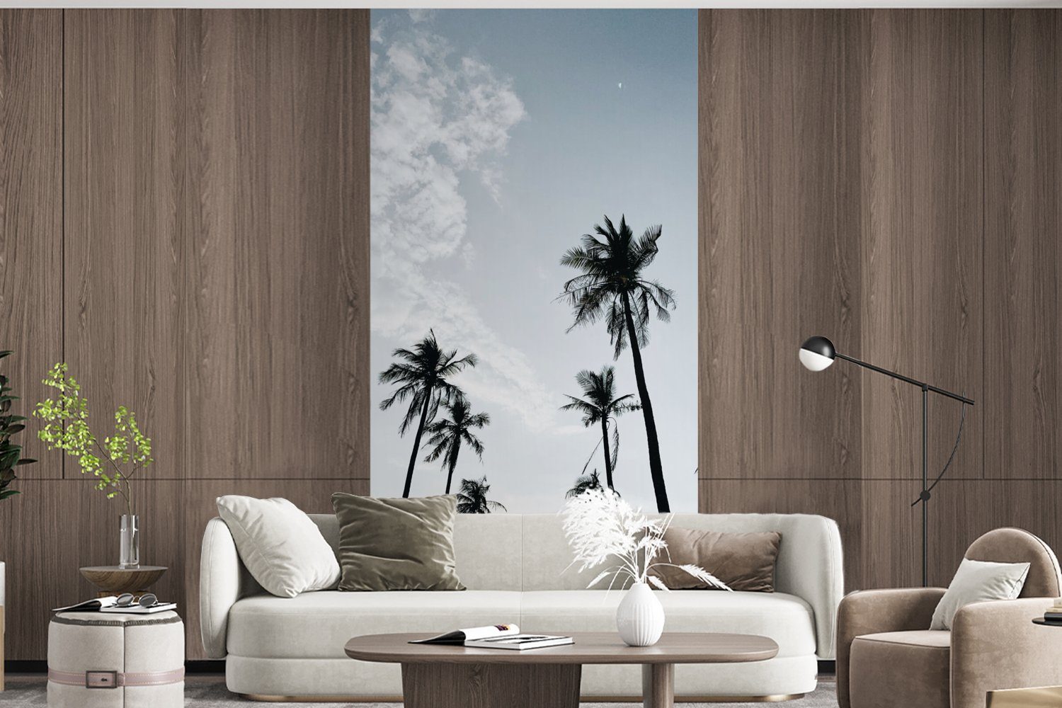 MuchoWow Fototapete Palmen - Schlafzimmer Küche, bedruckt, Wohnzimmer (2 St), Sommer Tropisch, - Fototapete für Vliestapete Matt