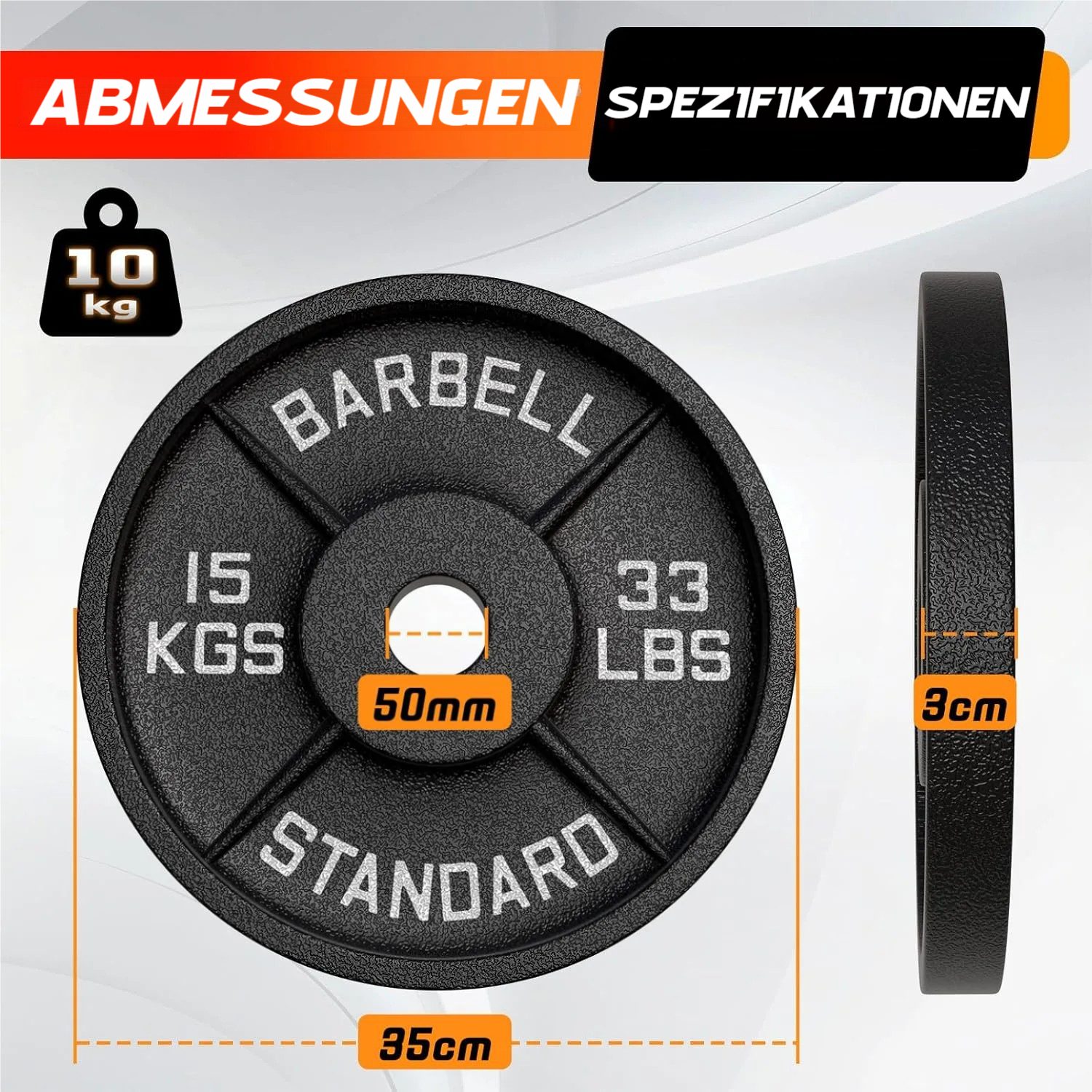 TLGREEN Hantelscheibe aus Gusseisen,olympische Standard-Hantelscheiben, 30 kg, (2-tlg), 50 mm Durchmesser, geeignet für Heim-Fitnessstudios und Krafttraining